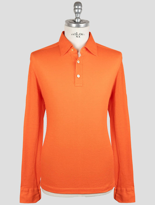 Kiton Orange Linen Cotton Sweater Polo