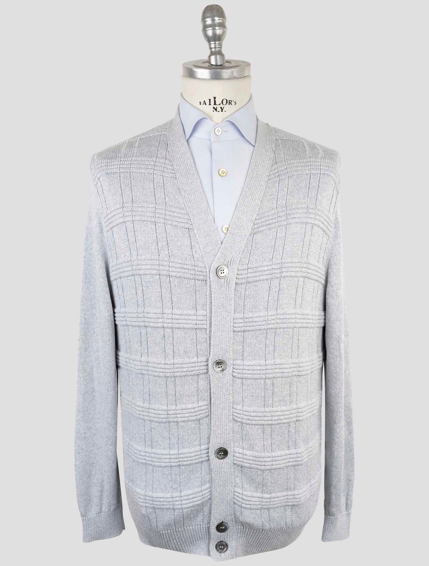 Kiton Gray Silk Cotton Sweater Cardigan