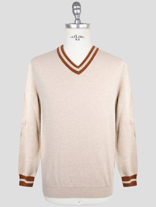 Kiton Brown Cashmere Sweater V-Neck