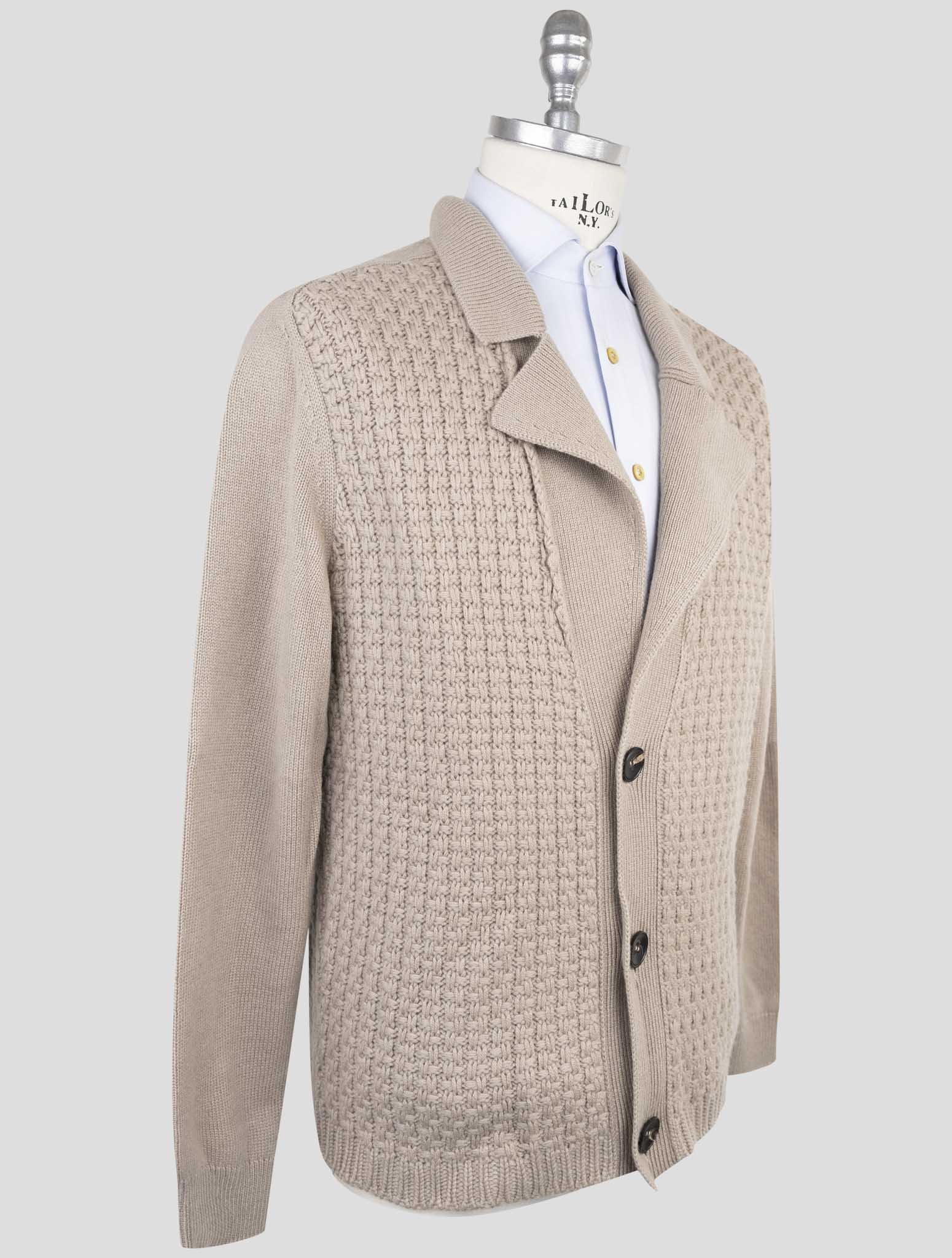 Kiton Beige Cashmere Sweater Cardigan