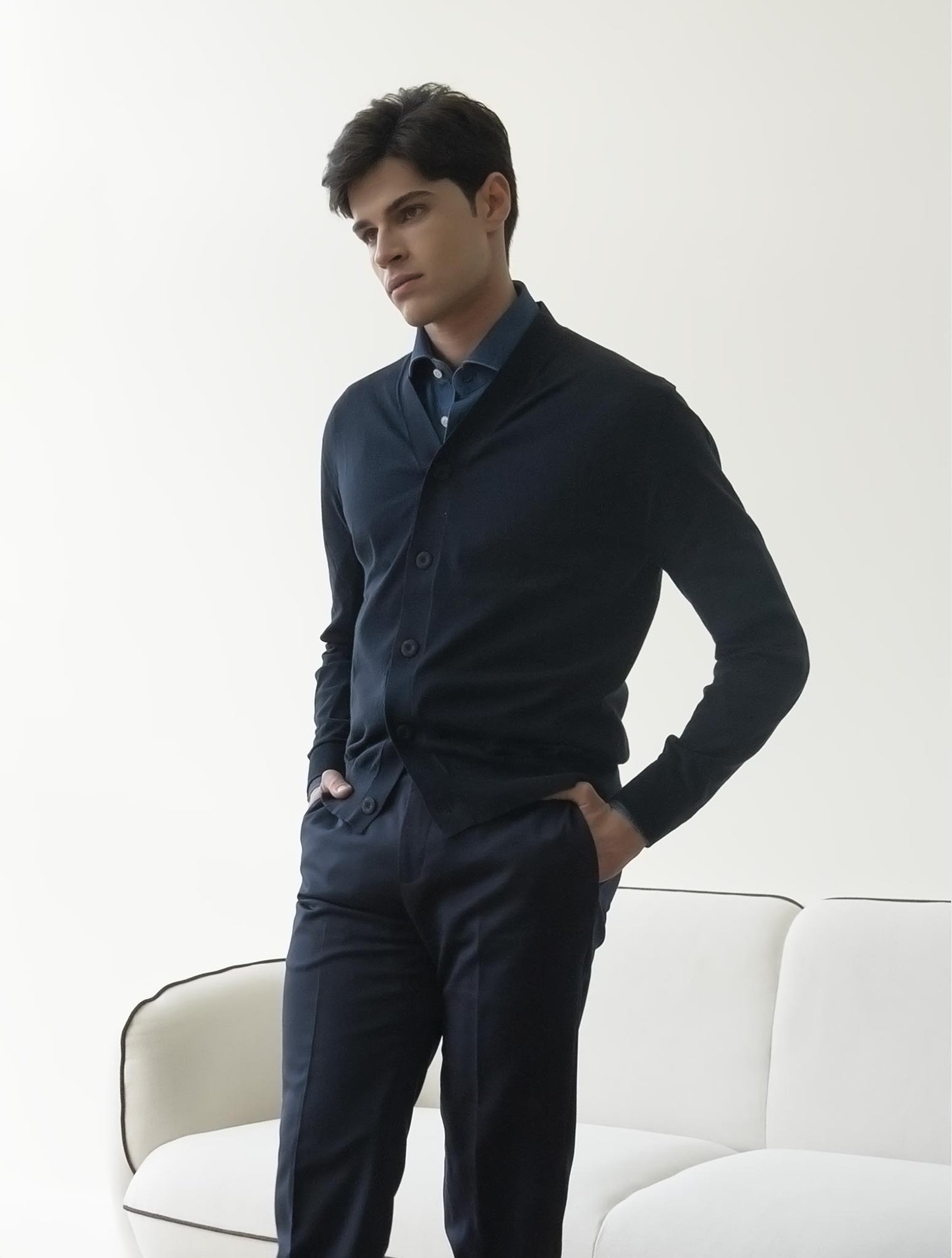 Kiton Knt Blue Cotton Sweater Cardigan