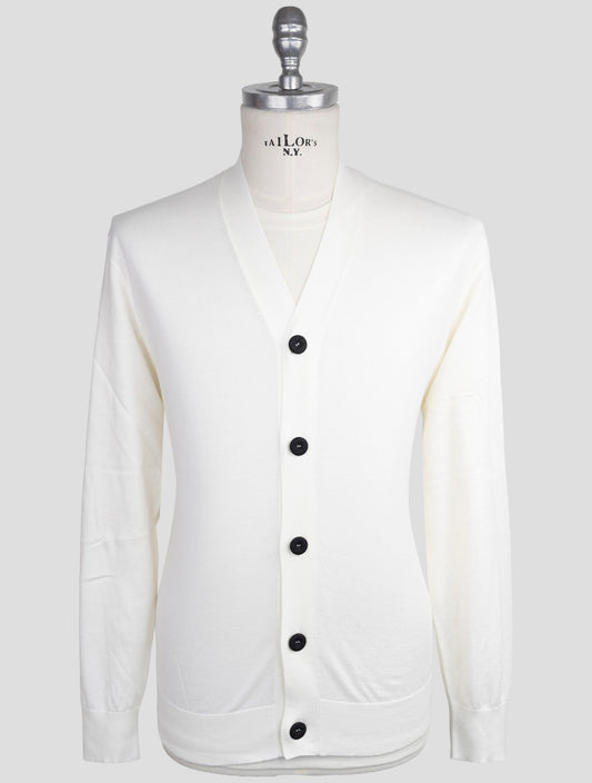 Kiton Knt White Cotton Sweater Cardigan