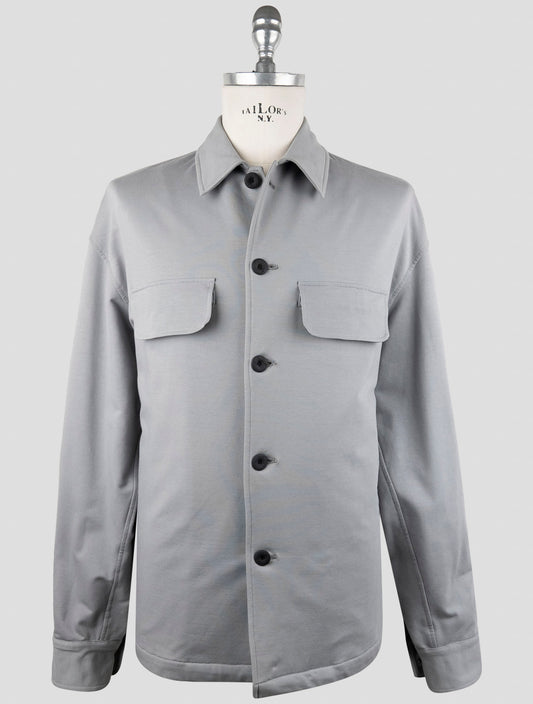 Kiton Knt Gray Cotton Ea Coat