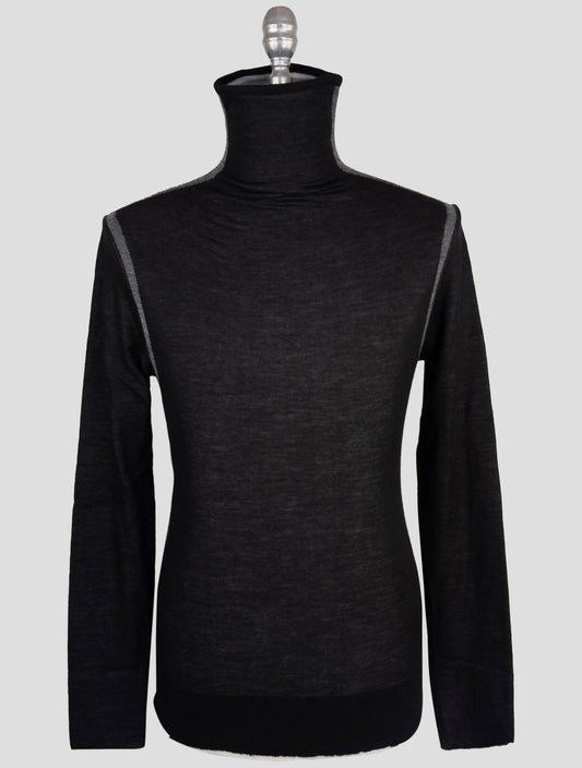 Kiton Knt Dark Gray Cashmere Virgin Wool Sweater Crewneck