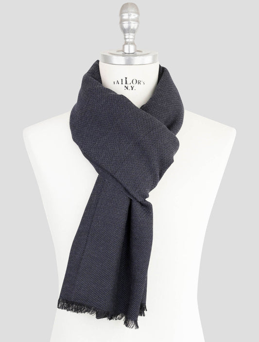 Kiton Gray Blue Cashmere Silk Scarf