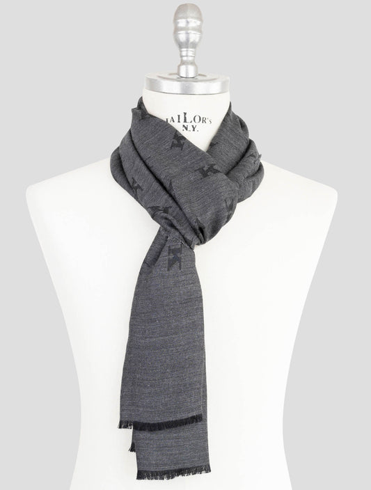 Kiton Gray Wool Silk Scraf