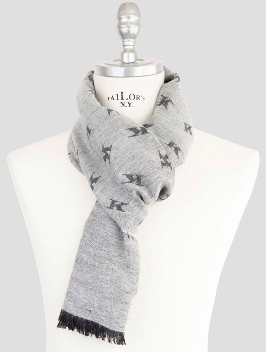 Kiton Gray Wool Silk Scarf