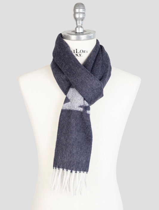 Kiton Blue Cashmere Wool Scarf