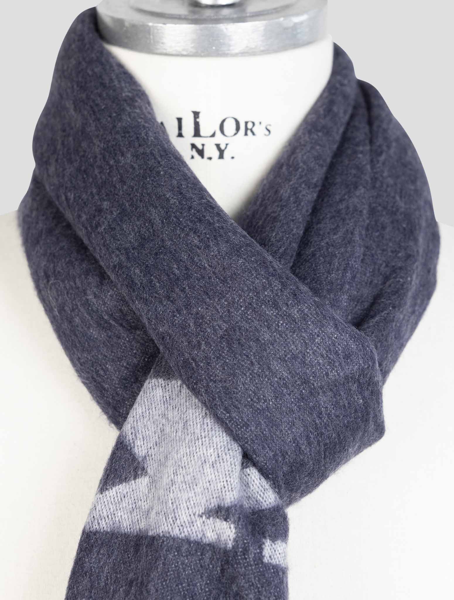 Kiton Blue Cashmere Wool Scarf