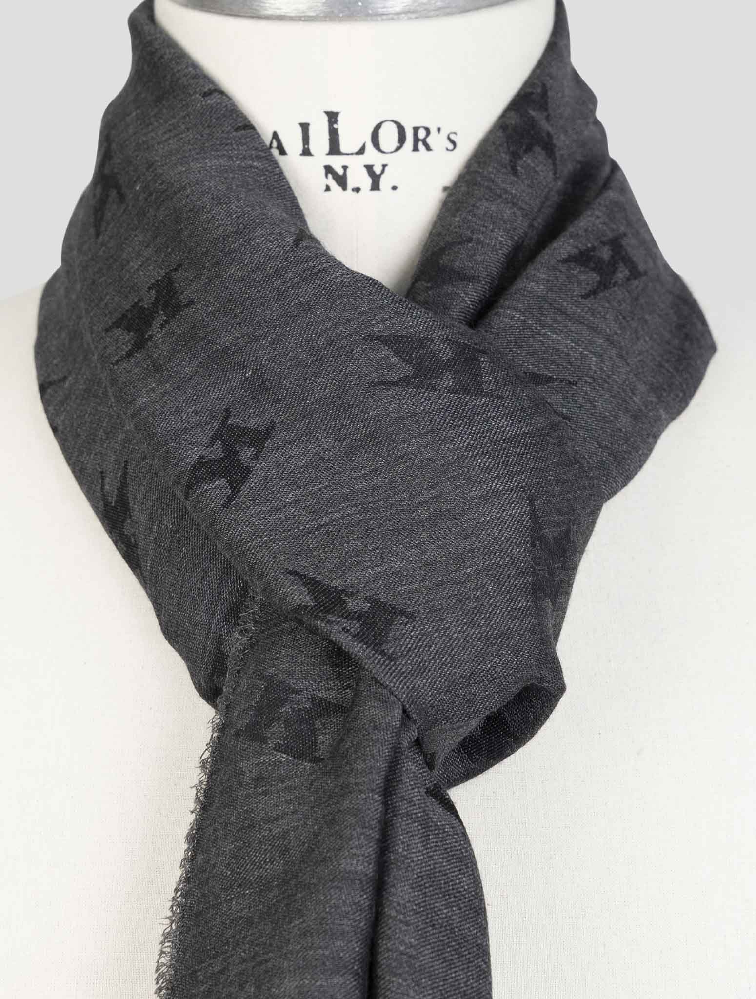 Kiton Gray Wool Silk Scarf
