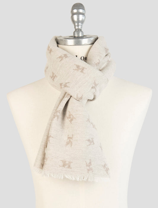 Kiton Beige Wool Cashmere Mink Scarf