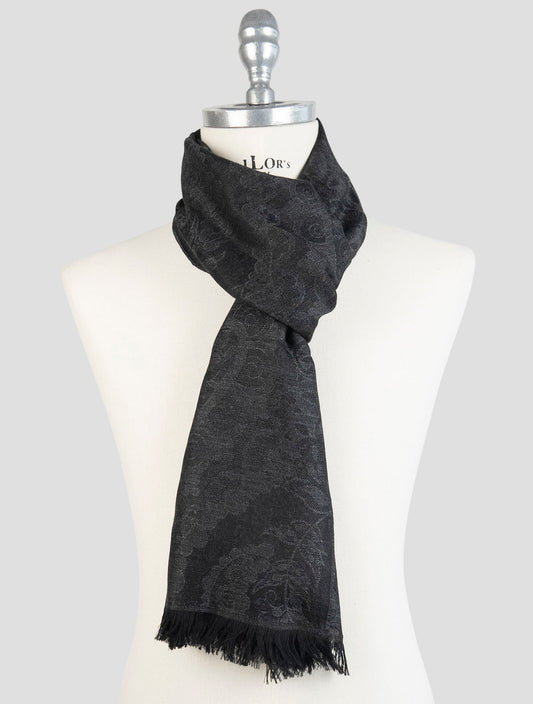 Kiton Dark Gray Cashmere Silk Scarf