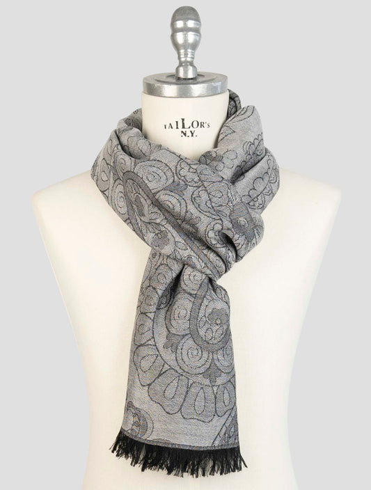 Kiton Gray Cashmere Silk Scarf
