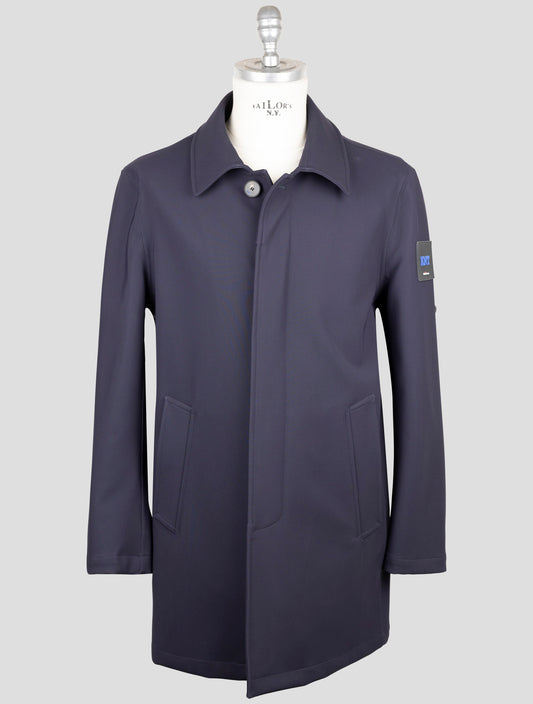 Kiton Knt Dark Blue Fleece Wool Pa Ea Overcoat