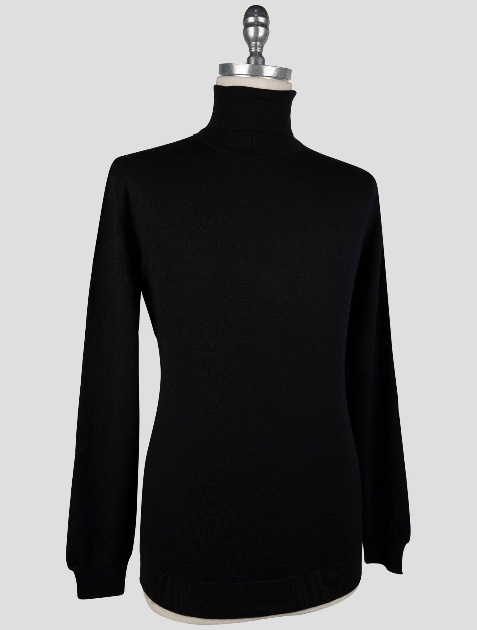 Kiton Black Cashmere Silk Sweater Turtleneck