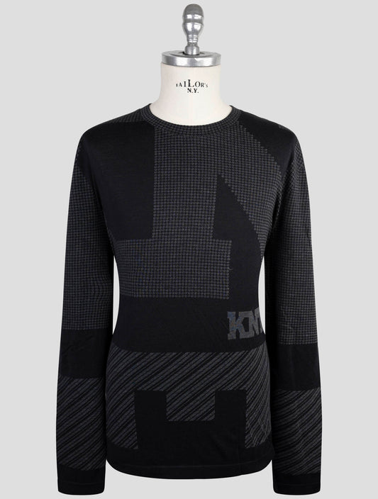 Kiton Knt Black Cotton Sweater Crewneck
