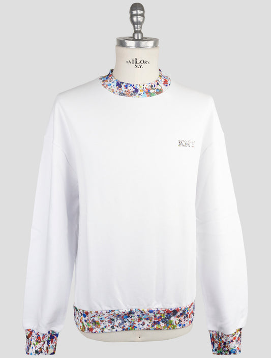 Kiton Knt White Cotton Sweater Half Neck