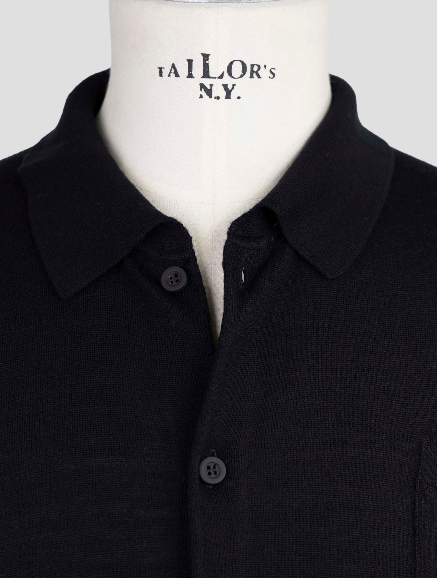 Kiton Knt Black Virgin Wool Silk Shirt