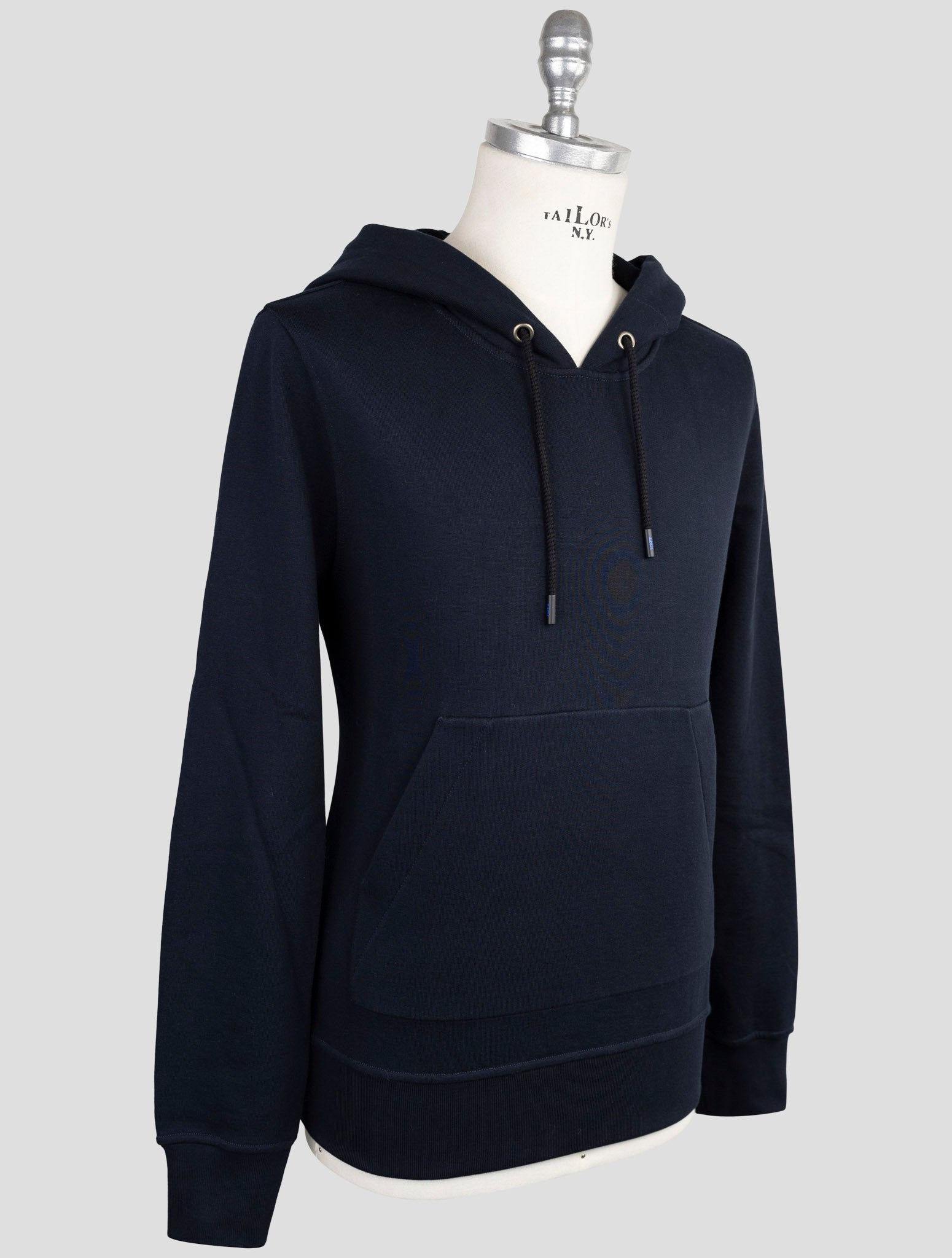 Kiton Knt Blue Cotton Sweater Hoodie