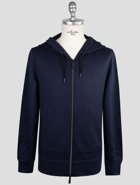 Kiton Knt Blue Viscose Ea Sweater Full Zip