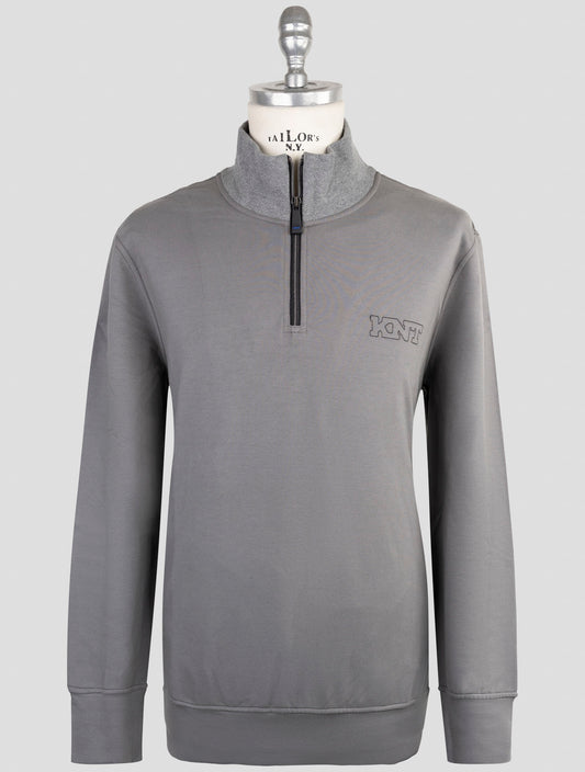 Kiton Knt Gray Cotton Ea Sweater Half Zip