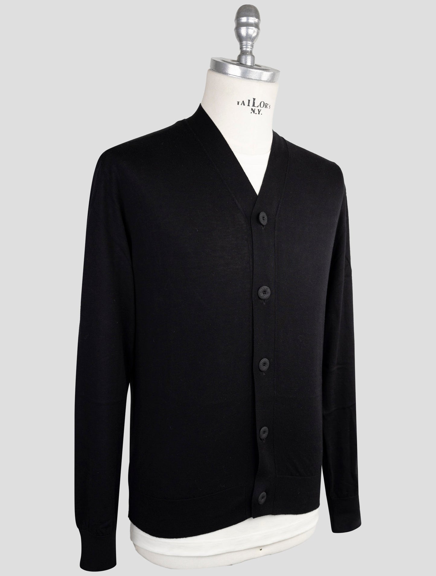 Kiton Knt Black Cotton Sweater Cardigan