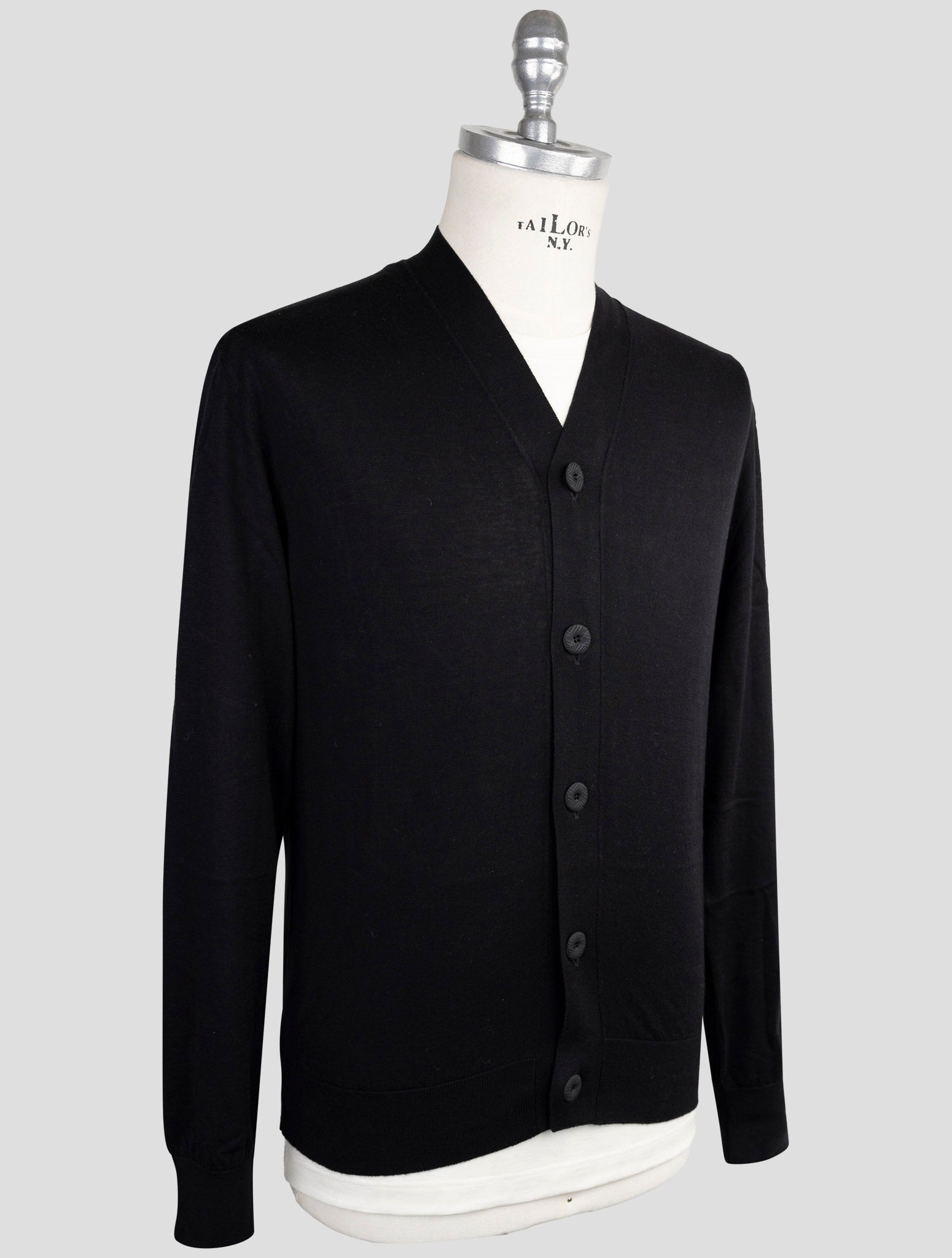 Kiton Knt Black Cotton Sweater Cardigan