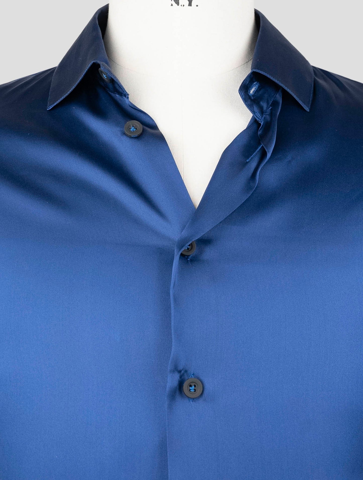 Kiton Knt Blue Silk Shirt