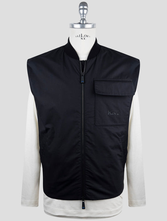 Kiton Knt Black Cotton Coat Gilet
