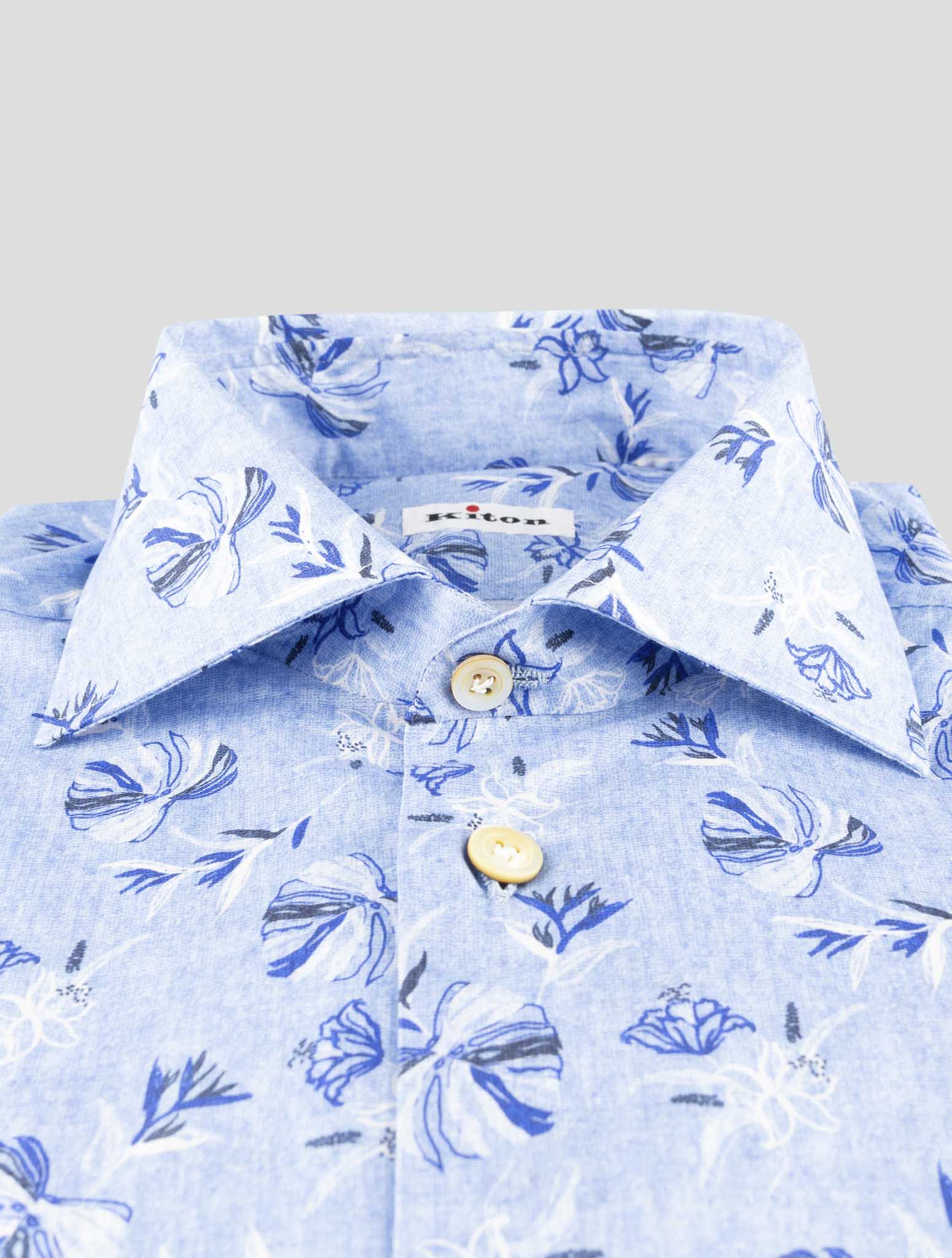 Kiton Light Blue Cotton Ea Shirt