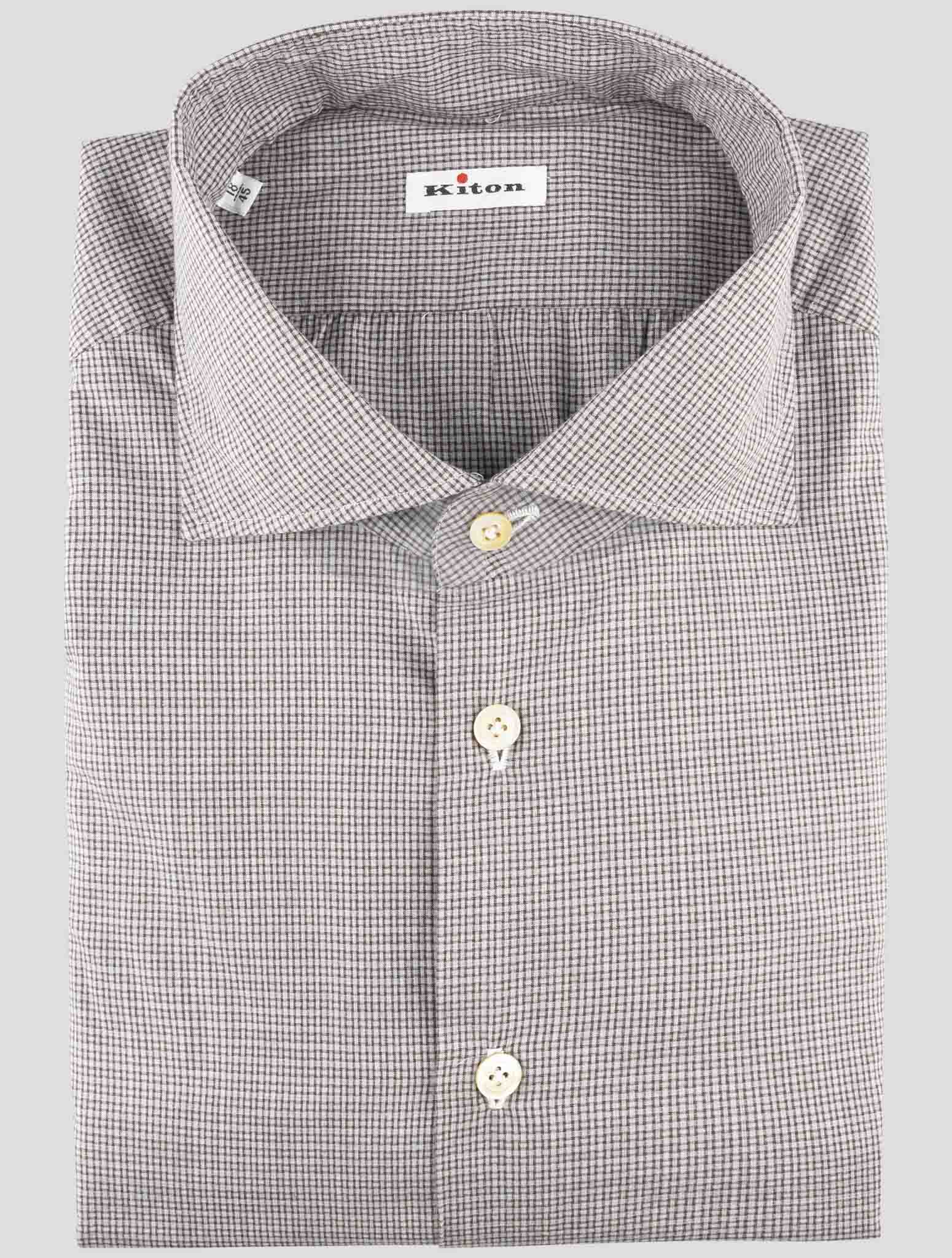 Kiton Brown White Cotton Shirt