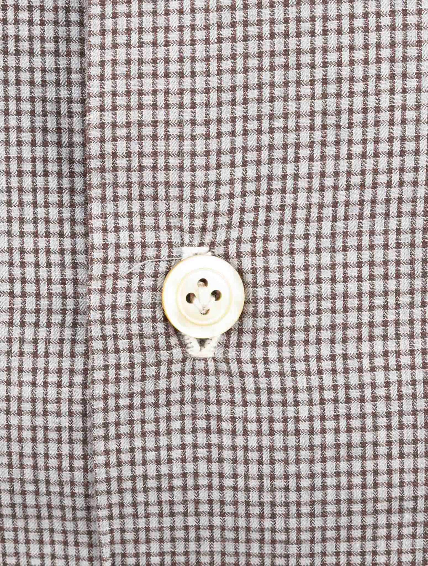 Kiton Brown White Cotton Shirt