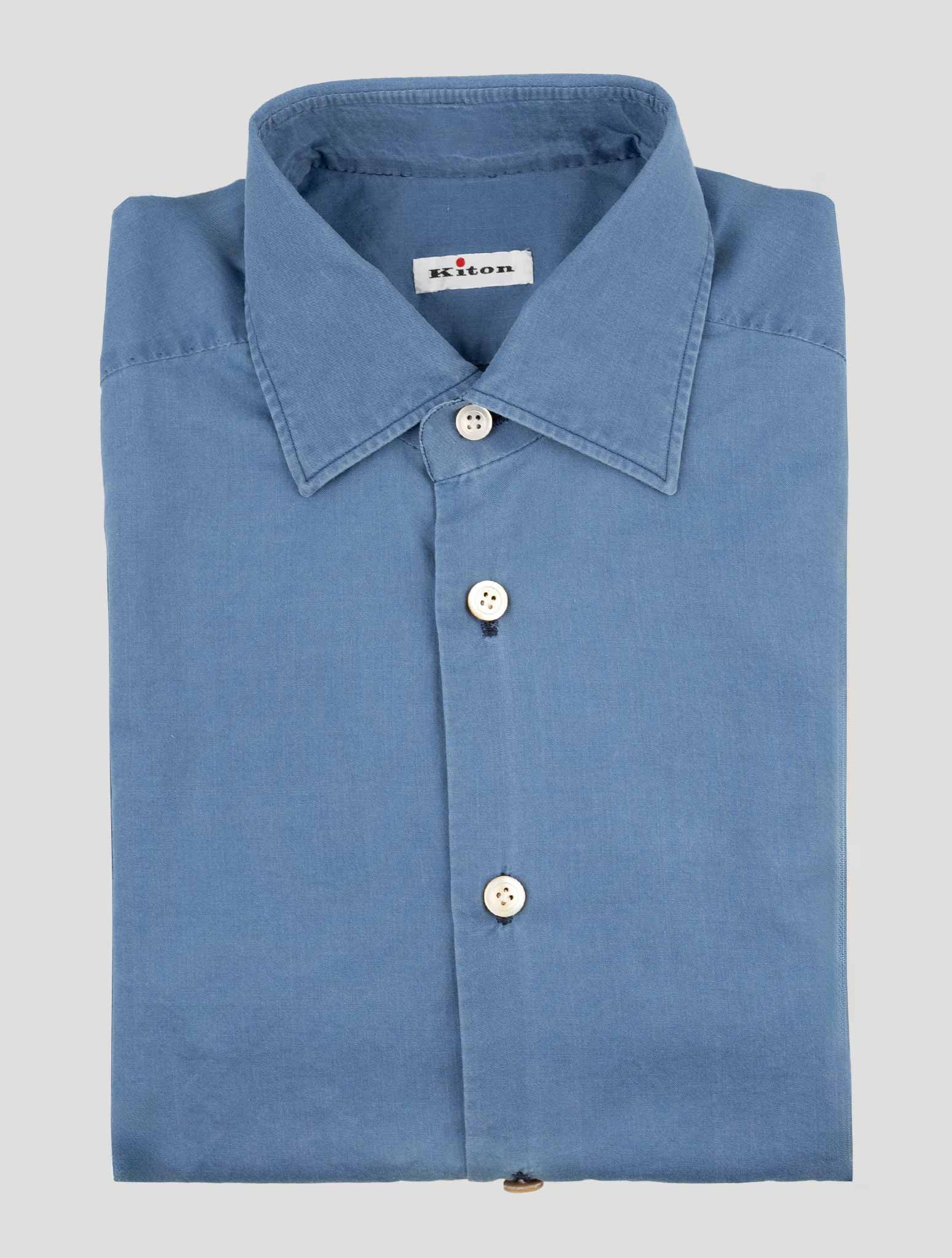 Kiton Blue Cotton Shirt