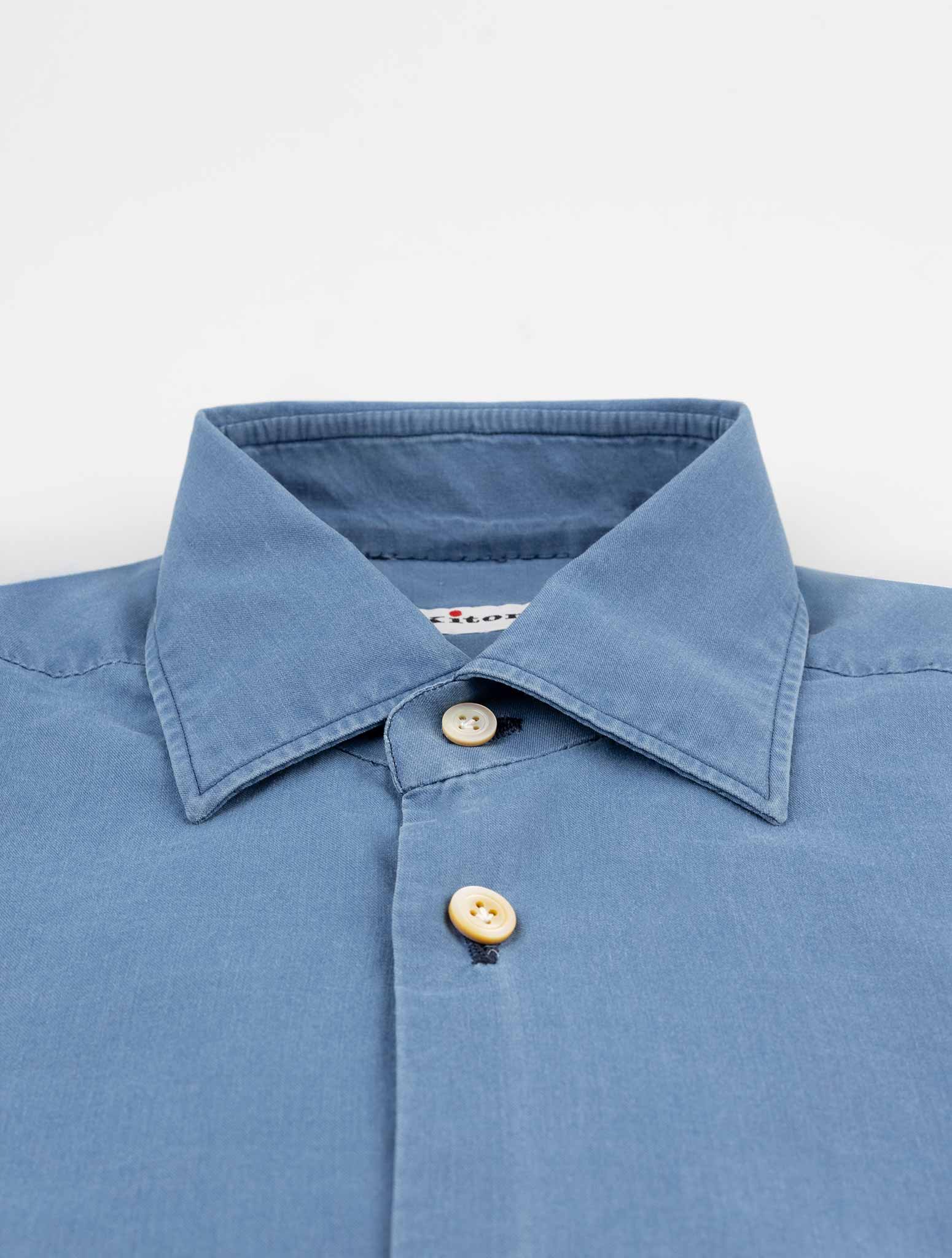 Kiton Blue Cotton Shirt