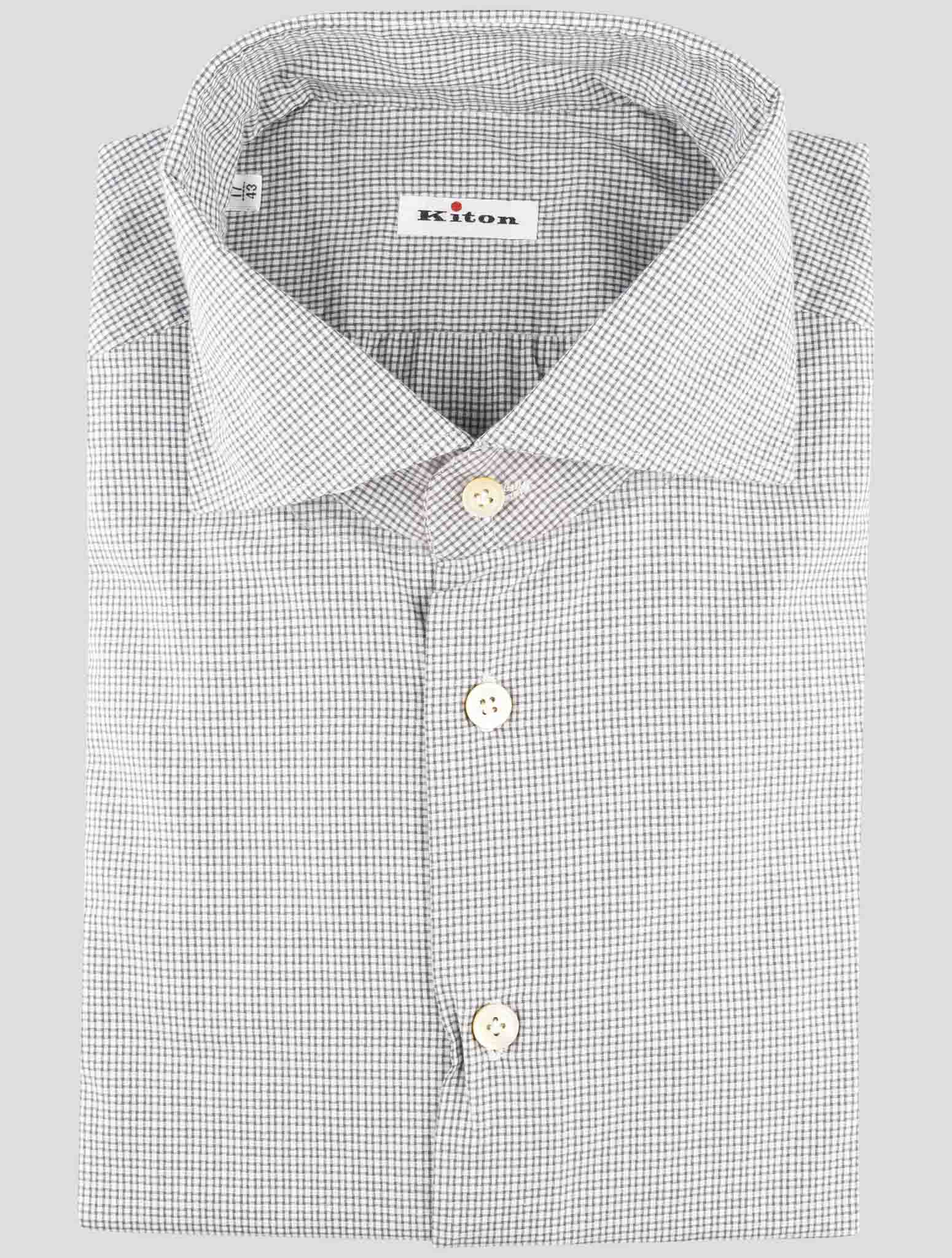 Kiton White Gray Cotton Shirt