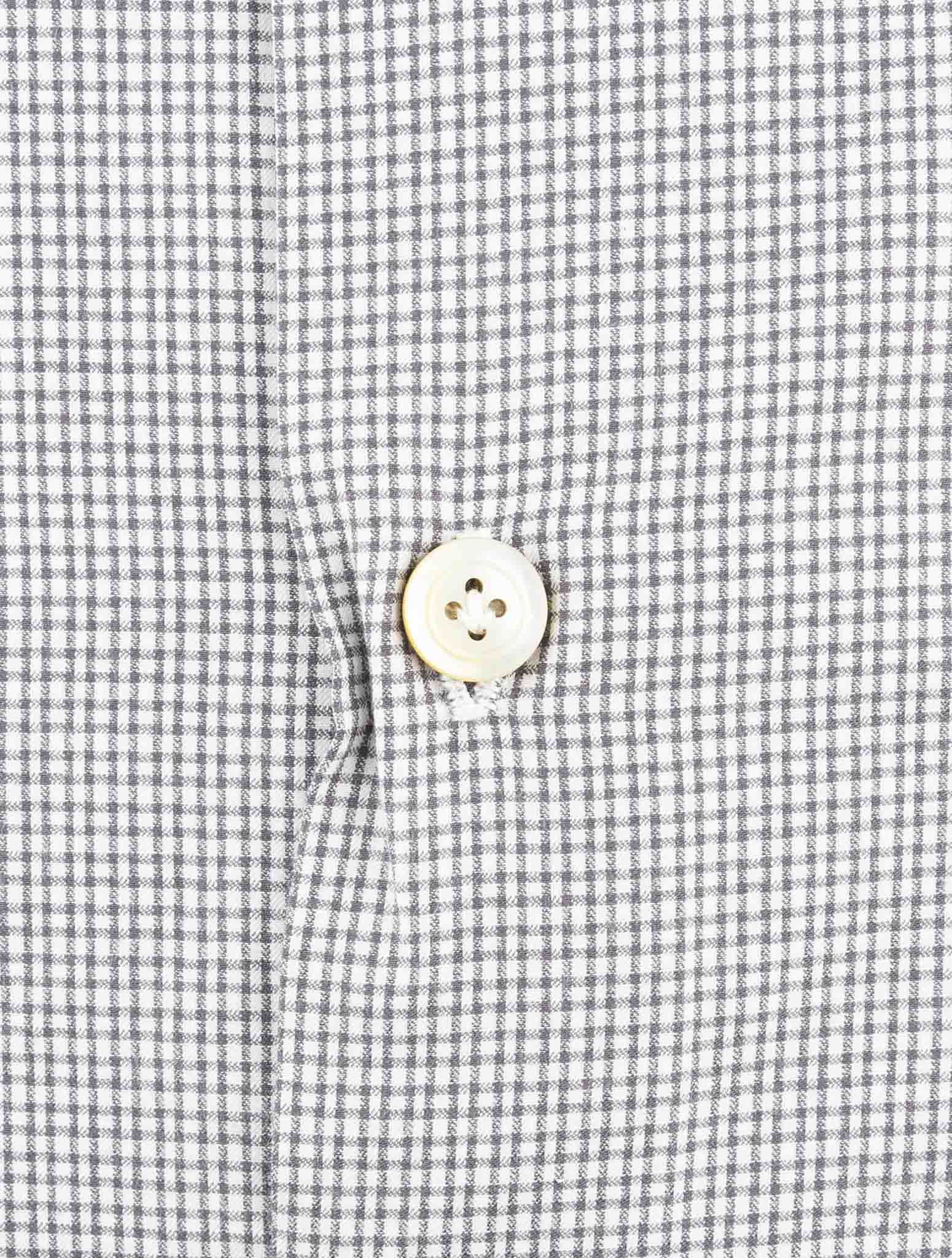 Kiton White Gray Cotton Shirt