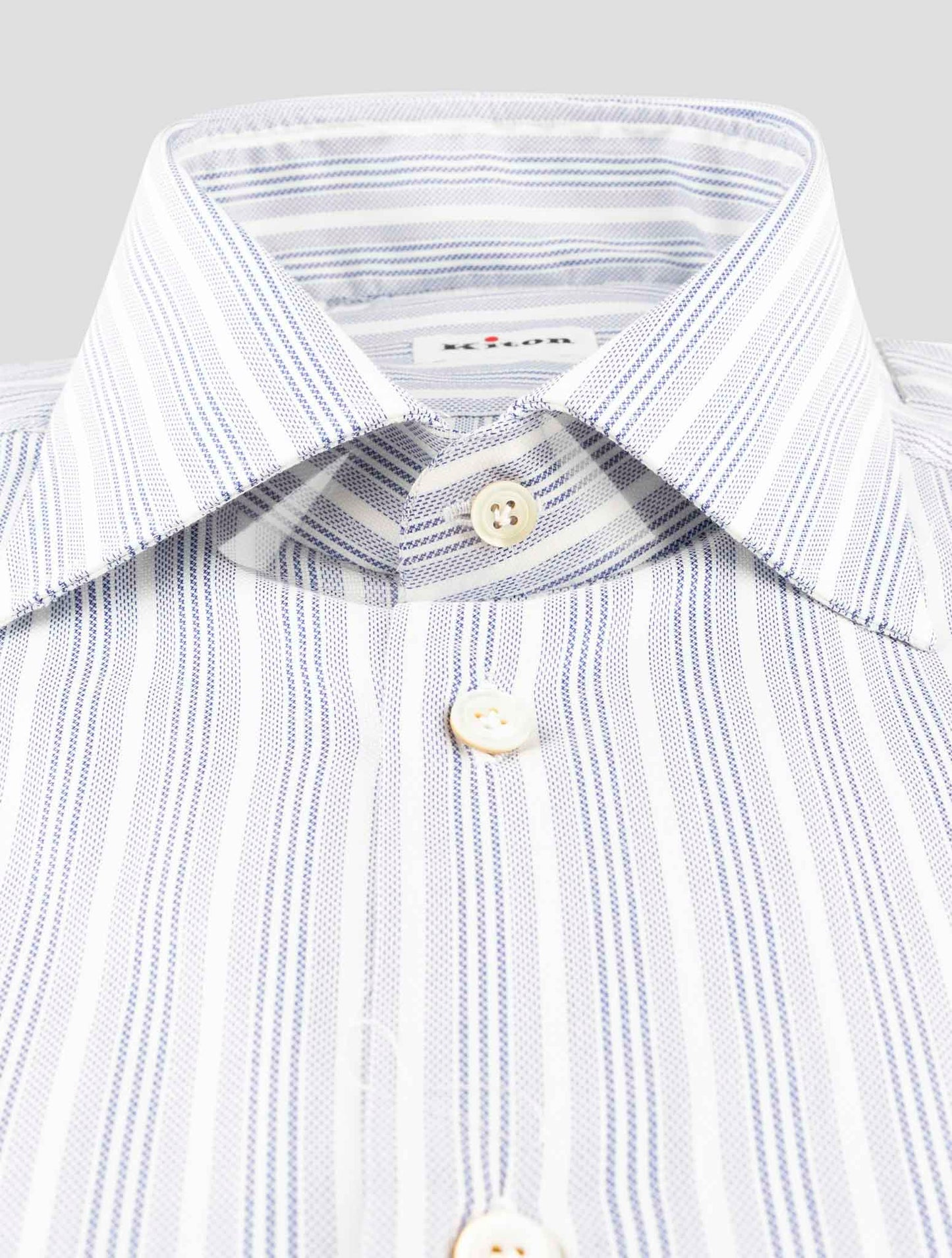Kiton Blue White Cotton Shirt