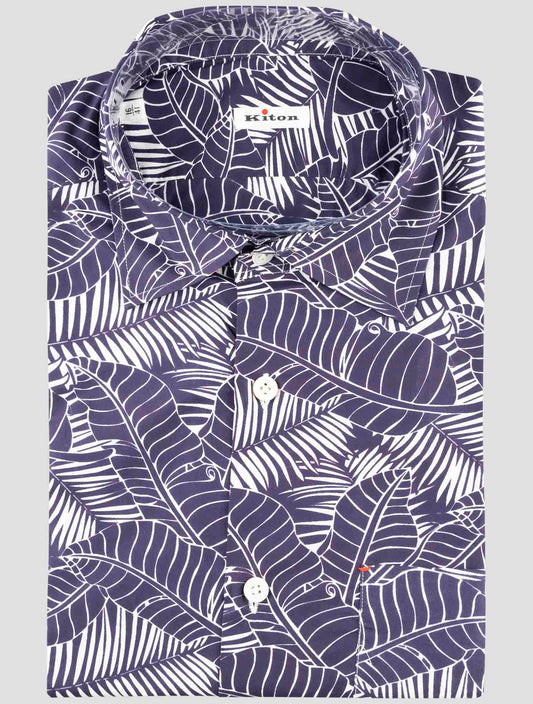 Kiton Blue White Cotton Shirt