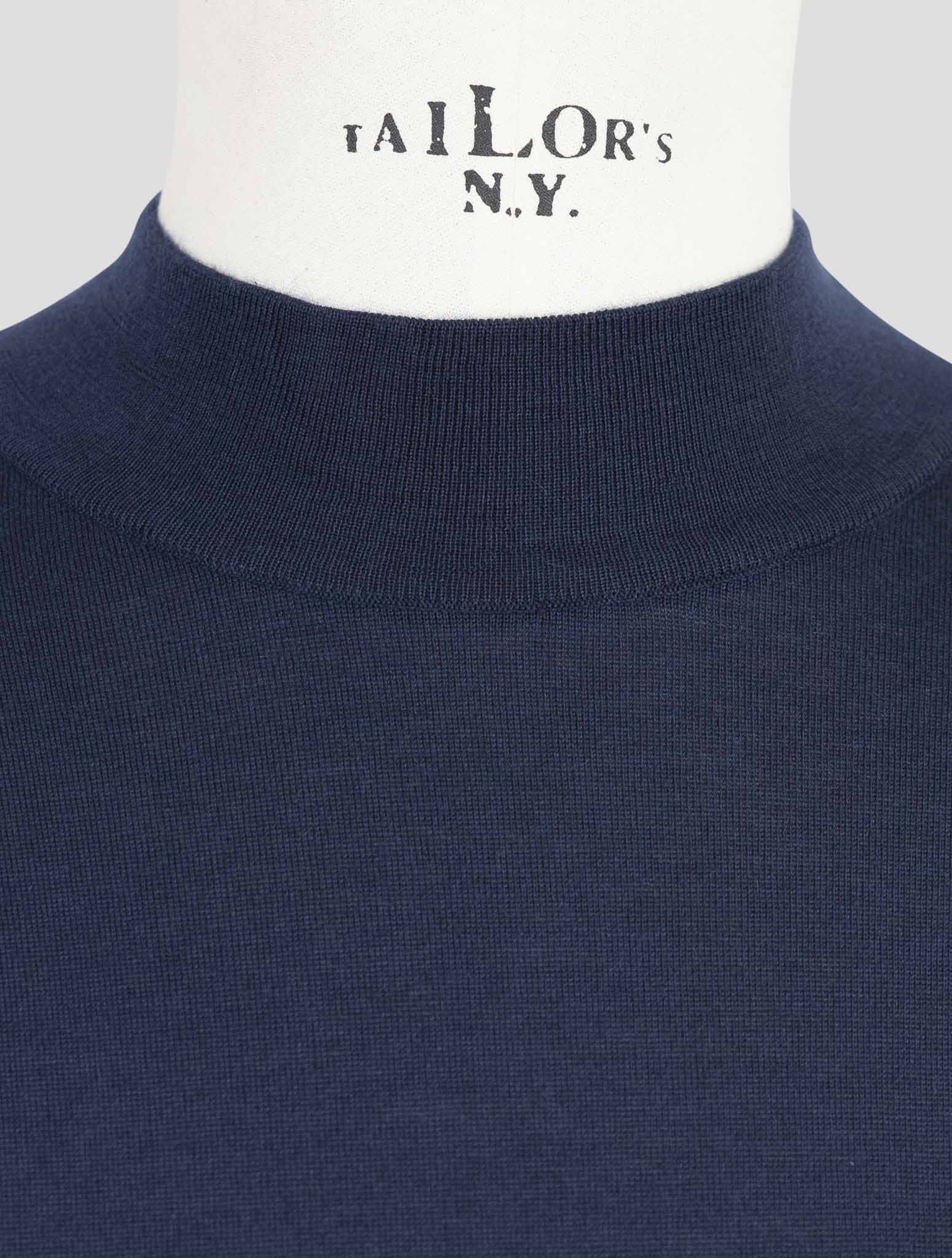 Kiton Blue Cashmere Silk Sweater Half Neck