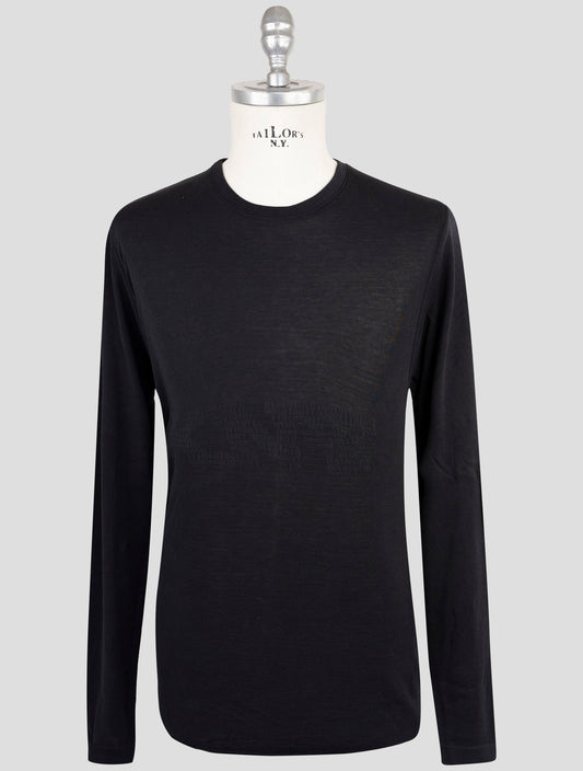 Kiton Knt Black Cotton Sweater Crewneck