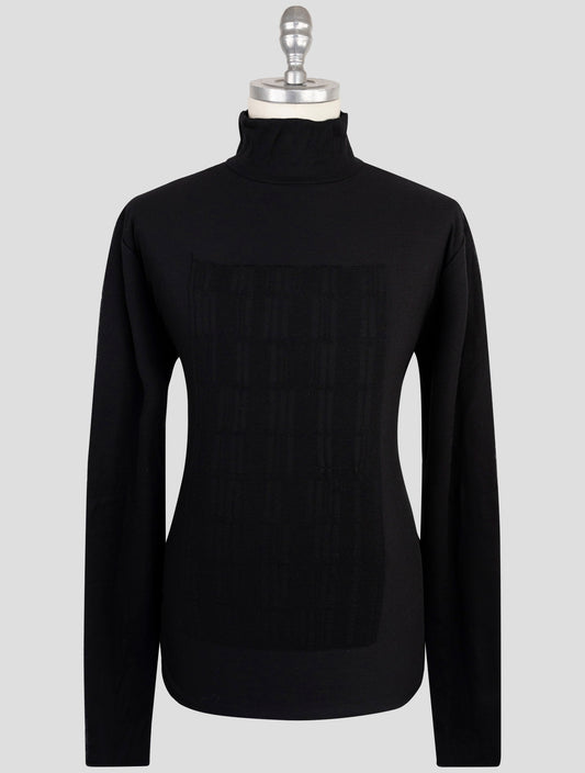 Kiton Knt Black Wool Cashmere Sweater Half Neck