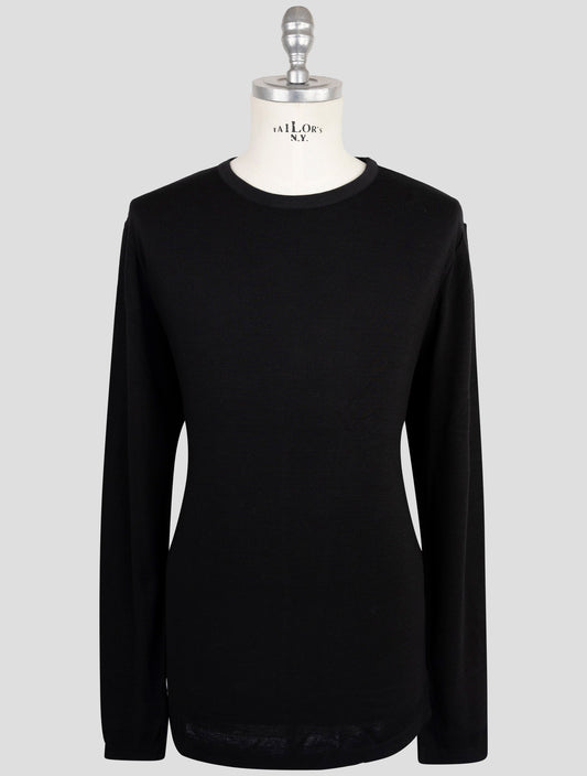 Kiton Knt Black Viscose Wool Pa T-Shirt Long Sleeve