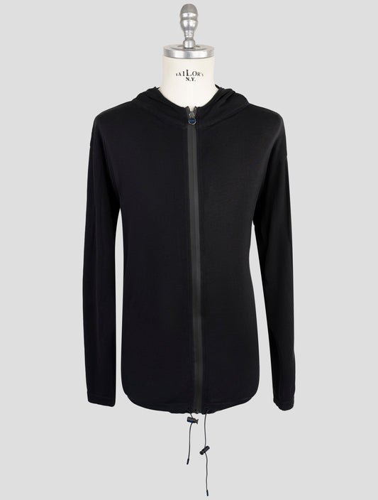 Kiton Knt Black Cotton Sweater Full Zip