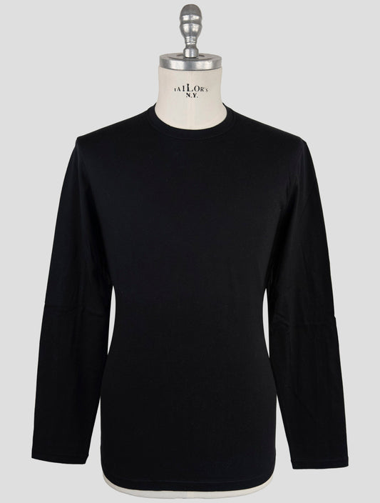Kiton Black Cotton Cashmere T-Shirt Long Sleeve