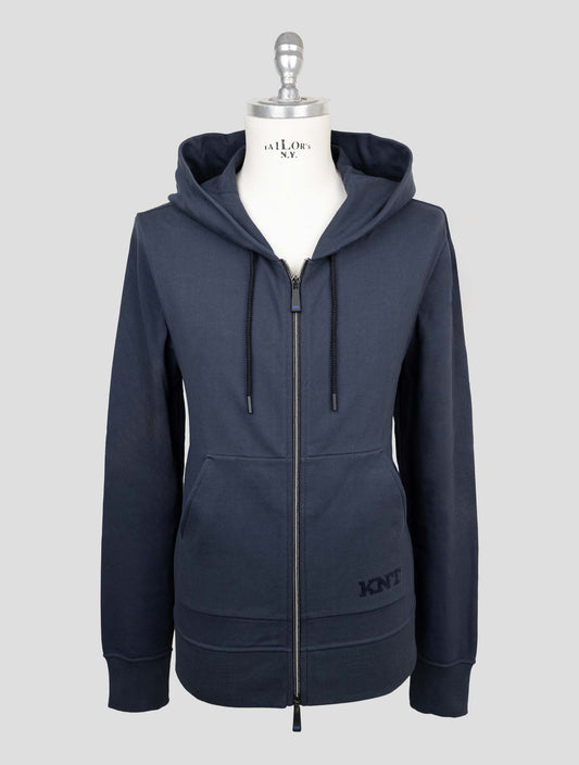 Kiton Knt Blue Cotton Sweater Full Zip