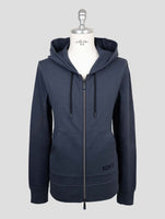 Kiton Knt Blue Cotton Sweater Full Zip