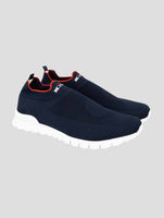 Kiton Blue Cotton Ea Sneakers