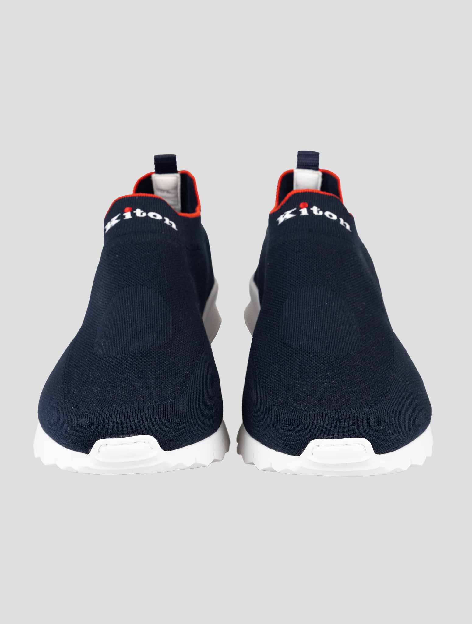 Kiton Blue Cotton Ea Sneakers