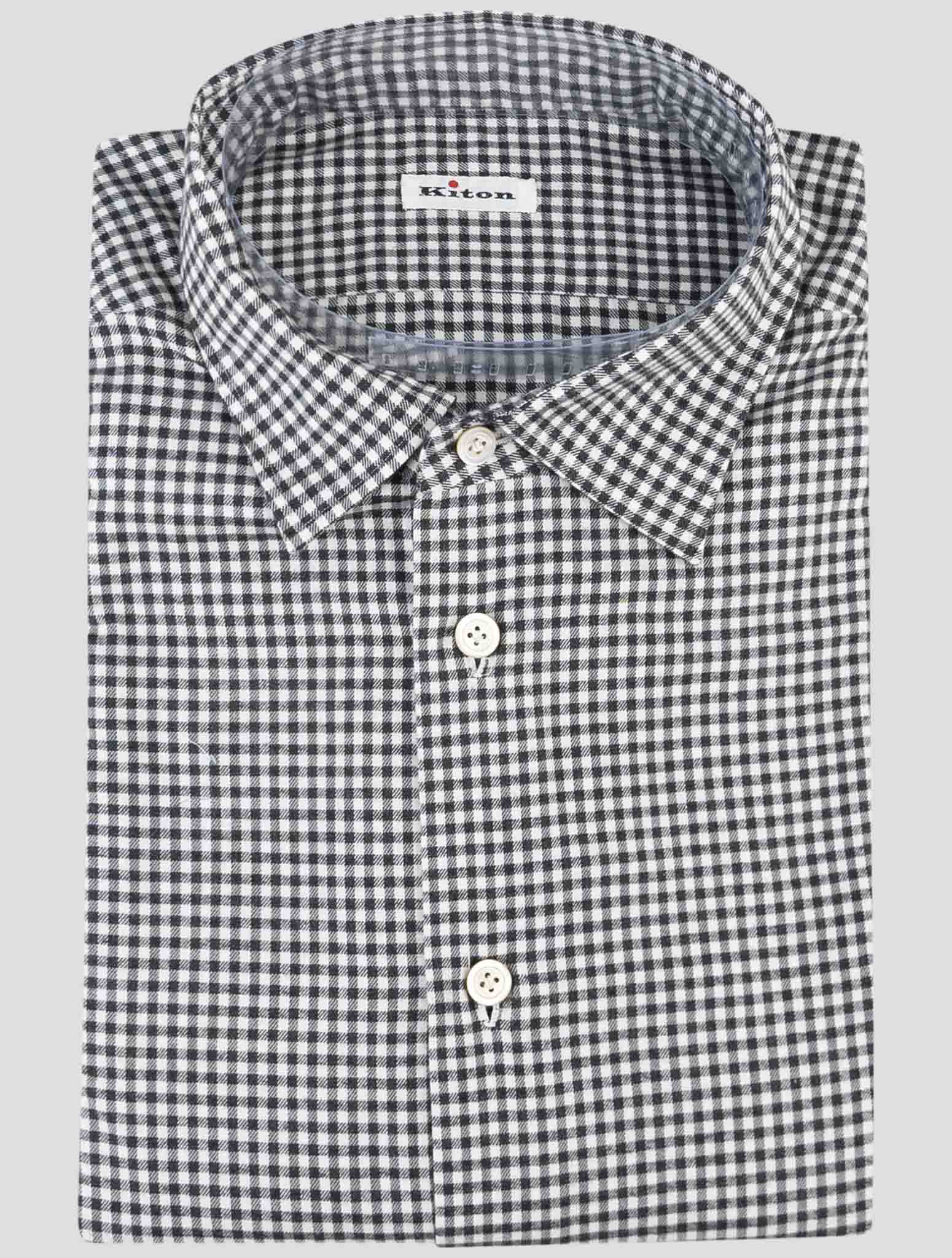 Kiton White Gray Cotton Shirt
