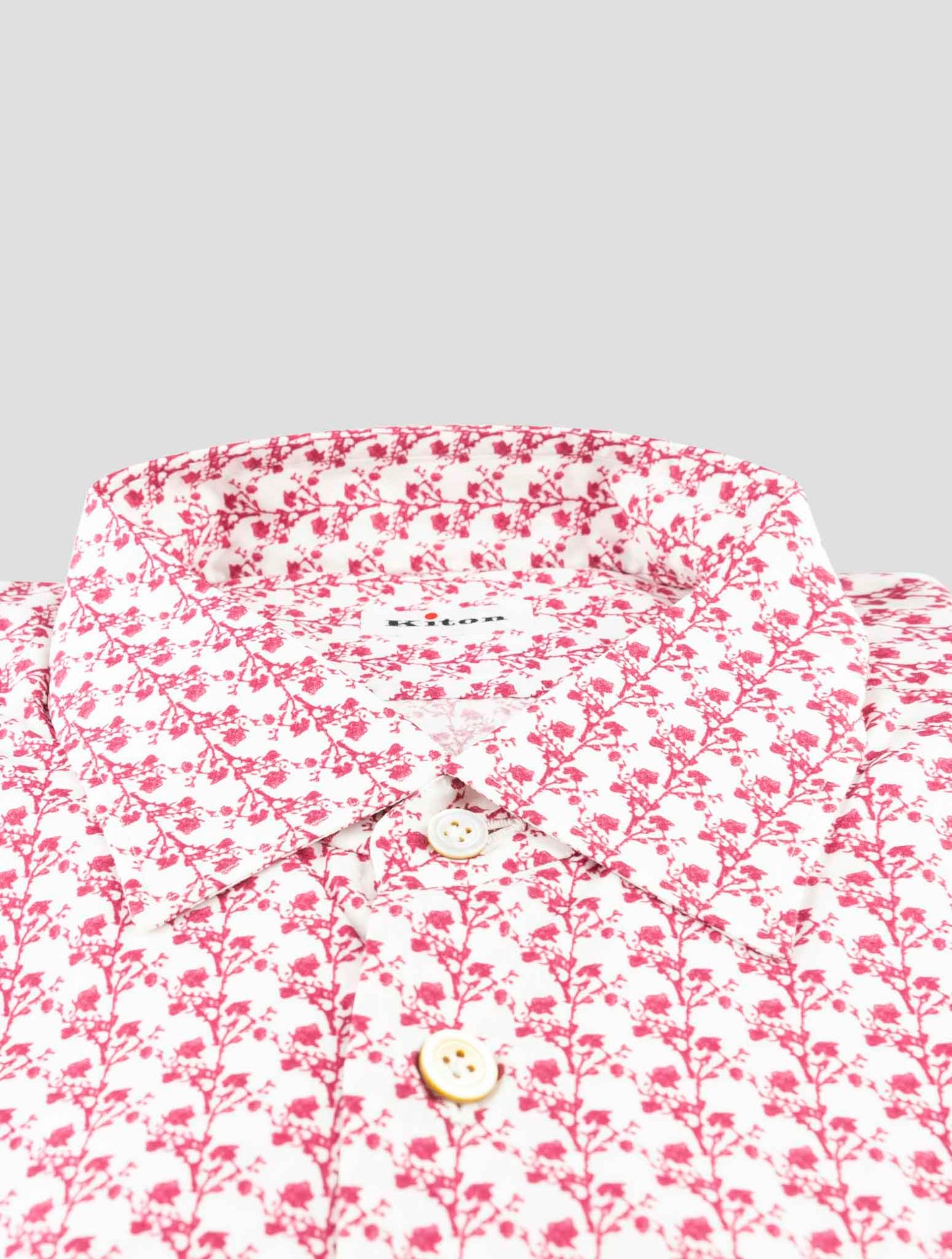 Kiton Red White Cotton Shirt
